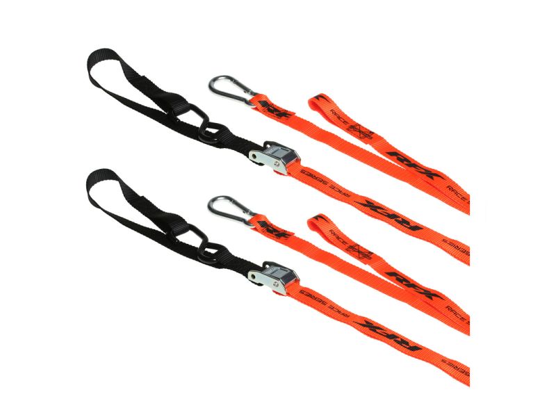 Sangles d'arrimage RFX série 1.0 Race (Orange/Noir)  (Orange/Noir) avec boucle supplémentaire et clip mousqueton