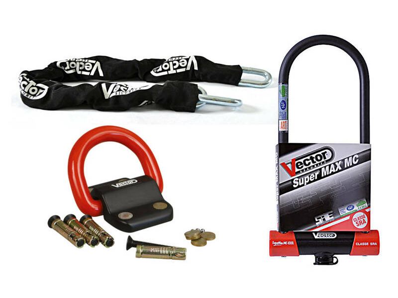 Kit antivol VECTOR Antivol U SuperMax L2 Ø16mm + Chaîne Ø13mm / 1,3m + Fixation Ø22mm