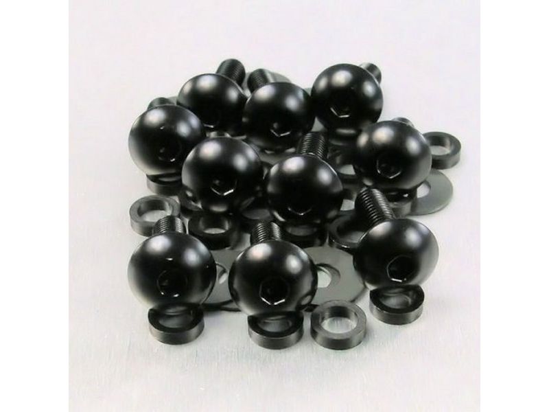 Lot visserie M5 x 0,8 x 16mm - 10 vis tête bombée pour carénages noir 