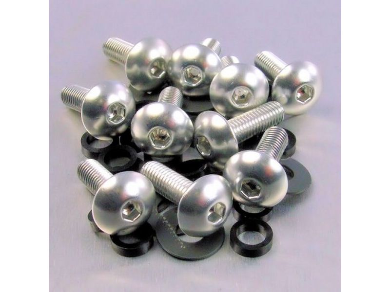 Lot visserie M5 tête large x 0,8 x 16mm - 10 vis tête bombée pour carénages argent 