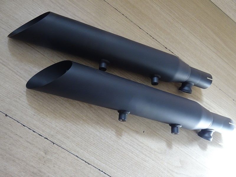 Paire de silencieux non homologués REMUS Custom Inox noir HARLEY DAVIDSON SPORSTER 883 1200 2007/- (7703239010SD)