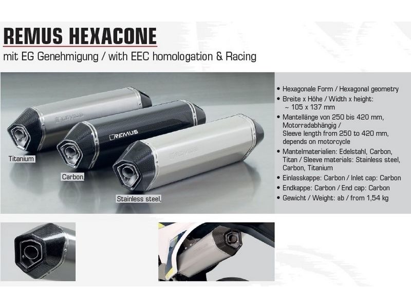 Silencieux homologué REMUS Hexacone Carbone BMW R1200GS 2013/2015 (094482088013)