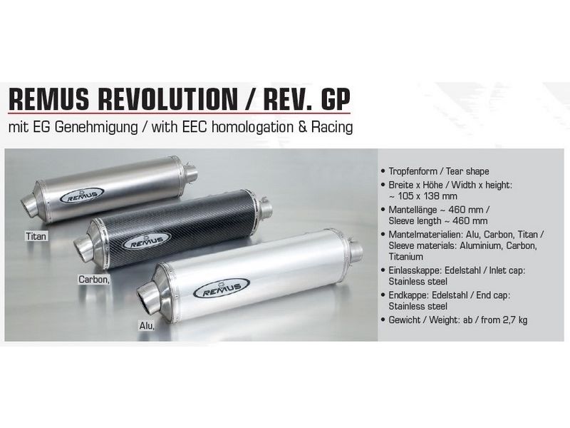 Silencieux seul homologué REMUS Revolution Alu BMW F800 S 2004/2008 (8102100254L)