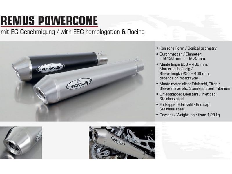 Silencieux homologué REMUS Powercone Titane YAMAHA YZF 600 R6 2006/2007 (5882994006)