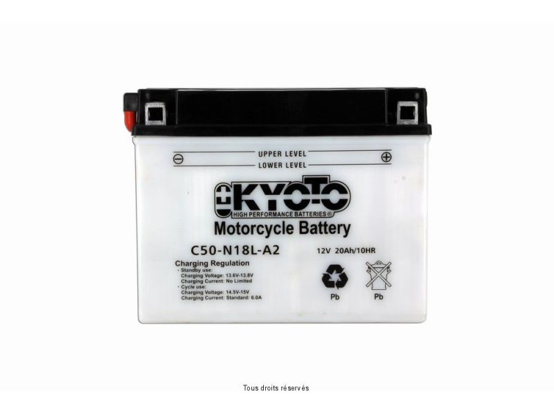 Y50-n18l-a2=la L 206mm  W 91mm  H 164mm 12v 20ah Acide 1,27l1