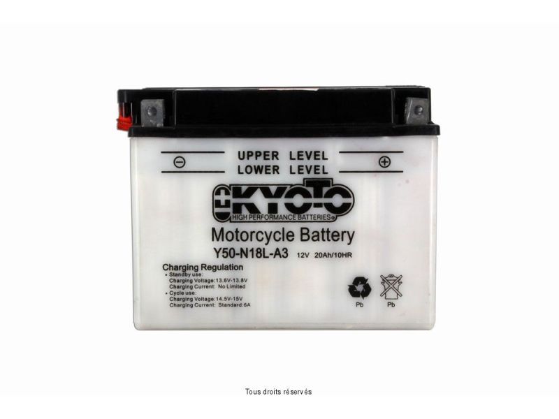 Y50-n18l-a3 L 206mm  W 91mm  H 164mm 12v 20ah Acide 1,27l1