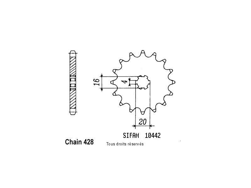 Pignon Dt 125 Mx 76-82 Rs 125 Dx 76-84 10442cz0