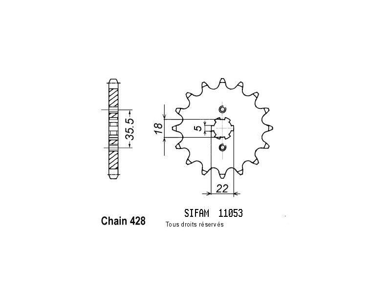Pignon Yamaha Tw 125 99-   11053cz0