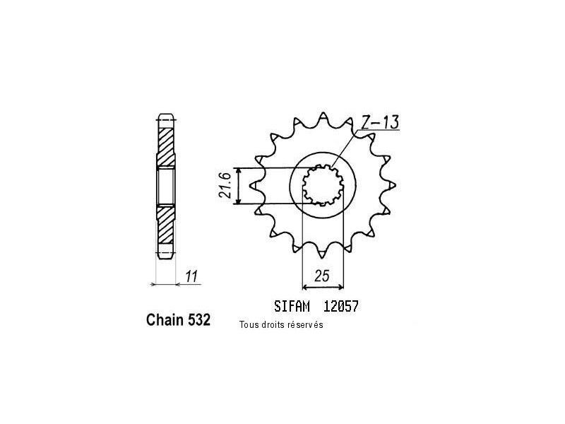 Pignon Fzr 1000 87-88 532 Yzf 750 R 93-98 12057cz0