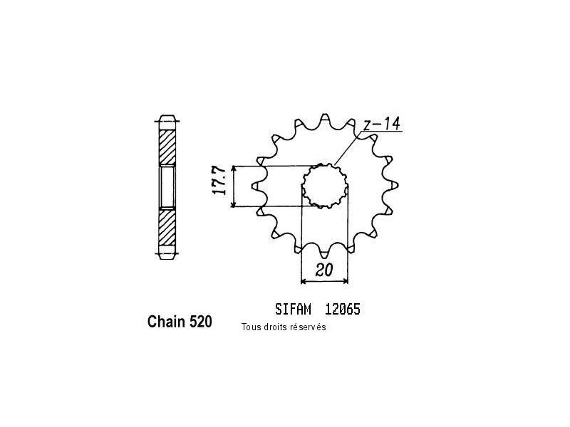 Pignon Yamaha 125 Yz 1987-1999 12065cz0