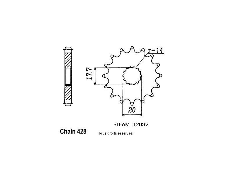 Pignon Yz 85 01-   12082cz0