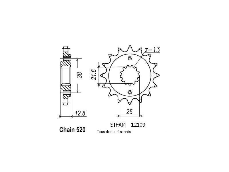 Pignon Klx 650 R 93-97   12109cz0