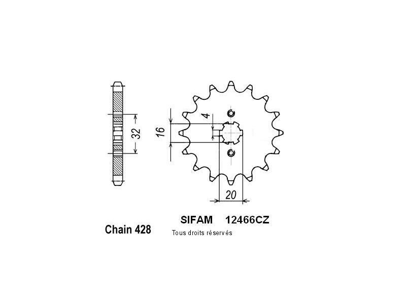 Pignon Yamaha Yzf 125 R 08-    0