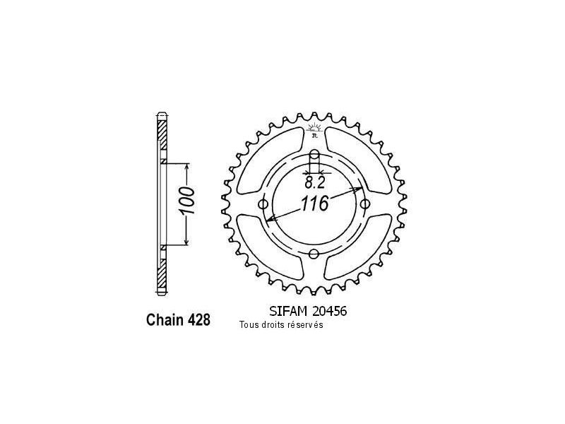 Couronne Kawasaki 80/85 Kx 1983-2004 Pas428/Z550