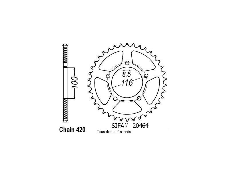 Couronne Kawasaki 60 Kx 1985-2001 Pas420/Z490