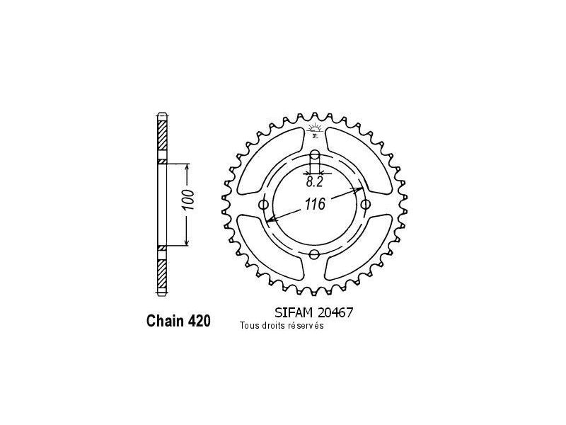 Couronne Kawasaki 80/85 Kx 1983-2004 Pas420/Z550