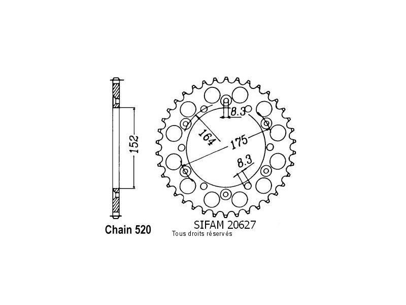 Couronne Yamaha 125/250 Yz 1981-1998 Pas520/Z450