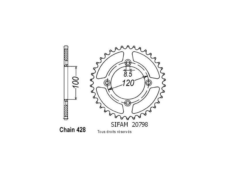 Couronne Suzuki Yamaha 80/85 Yz/Rm 1993-2008 Pas428/Z510
