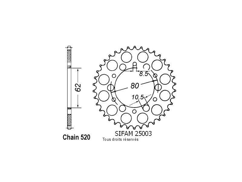Couronne Sr 250 Se 79-84 Xt 250 80-83 Pas520/Z450