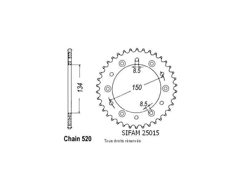 Couronne Kawasaki 125/250 Kx 1983-2007 Pas520/Z430