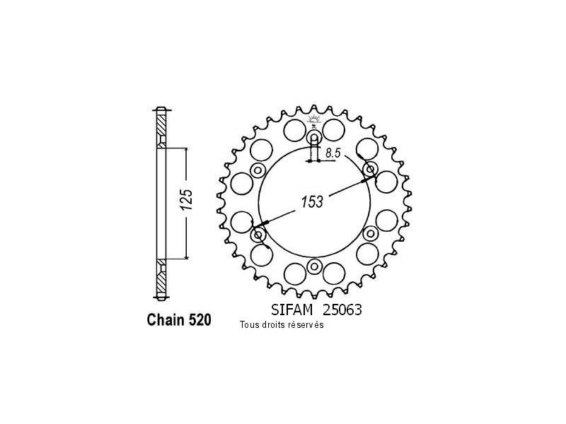 Couronne Honda 125/250/500 Cr Pas520/Z440
