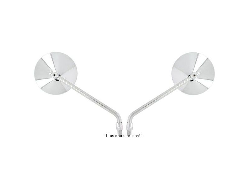 Paire Rétro Universels M10 Droit -Glace Ø 100 mm Retro et Support Acier Chrome0