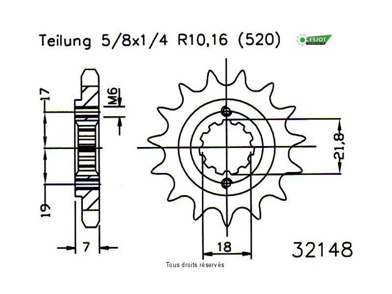 Pignon TT Esjot Lightweight Honda Vendu sous Blister0