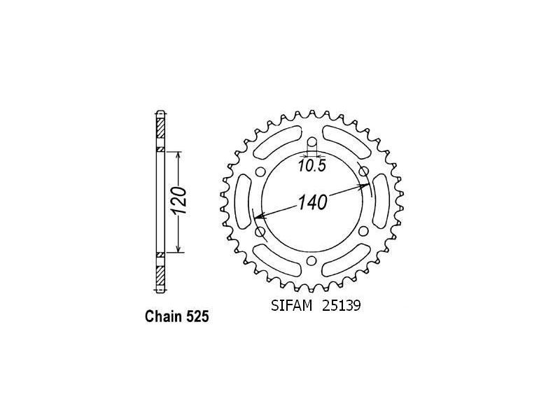 Couronne Acier Suzuki - 525 - 45 Dents - Similaire JTR498 - Made in Germany0
