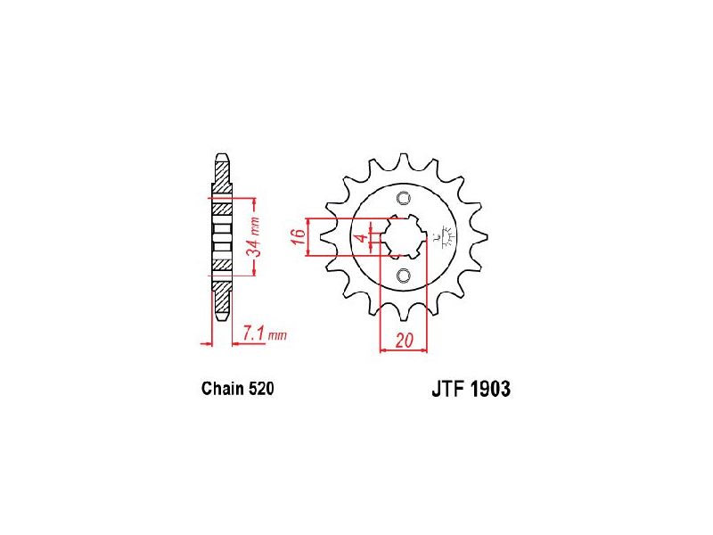 Pignon KTM - 520 - 14 Dents - Similaire JTF1903 - Made in Germany0