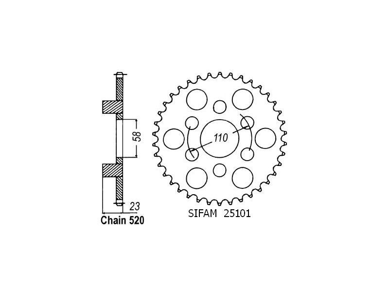 Couronne Acier Aprilia - 520 - 41 Dents - Similaire JTR20 - Made in Germany0