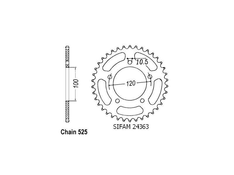 Couronne Acier Aprilia - 525 - 44 Dents - Similaire JTR702 - Made in Germany0