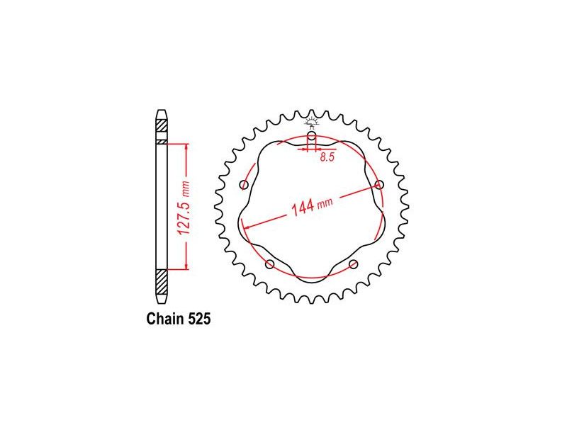 Couronne Acier Ducati - 525 - 45 Dents - Made in Germany0