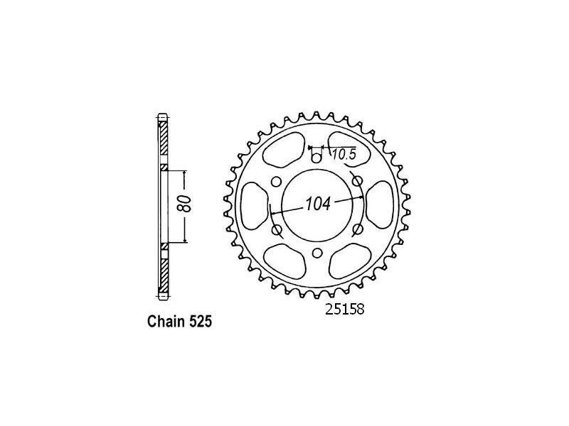 Couronne Acier Kawasaki - 525 - 39 Dents - Similaire JTR1489 - Made in Germany0