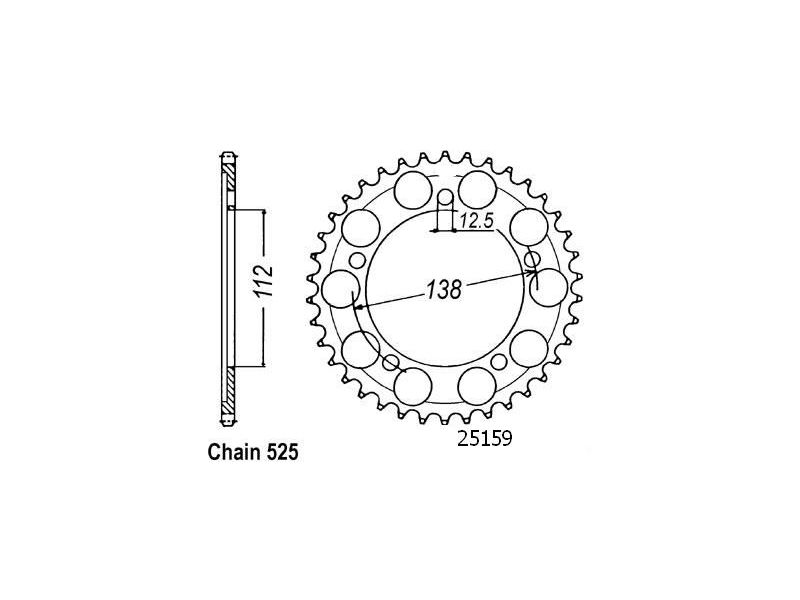Couronne Acier Honda - 525 - 44 Dents - Similaire JTR1304 - Made in Germany0