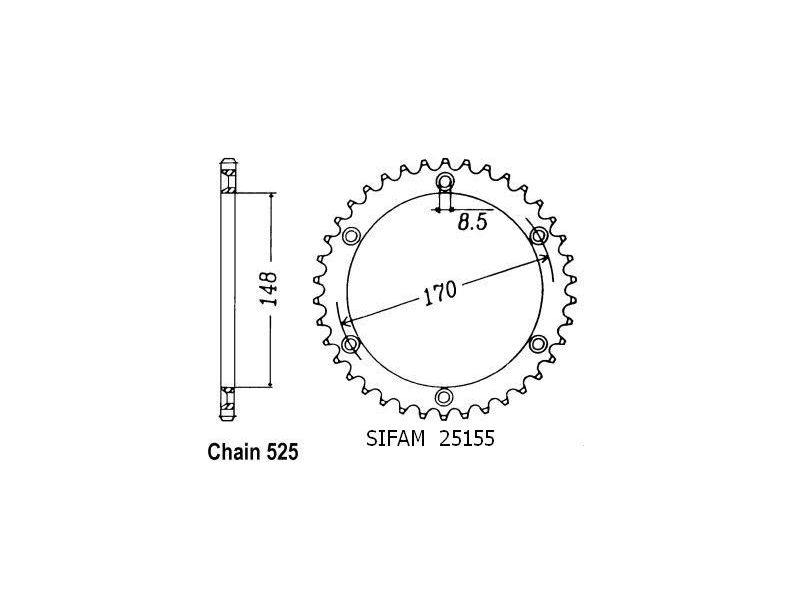 Couronne Acier Suzuki - 525 - 47 Dents - Similaire JTR1821 - Made in Germany0