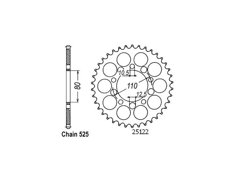 Couronne Acier Honda - 525 - 40 Dents - Similaire JTR1332 - Made in Germany0