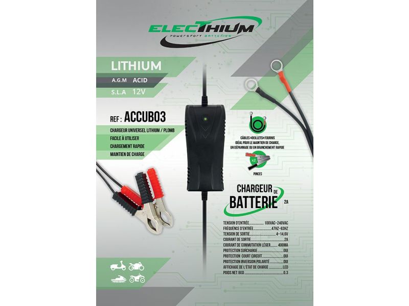 Chargeur Batterie Moto et Scooter - Pour batterie Lithium & Acide2