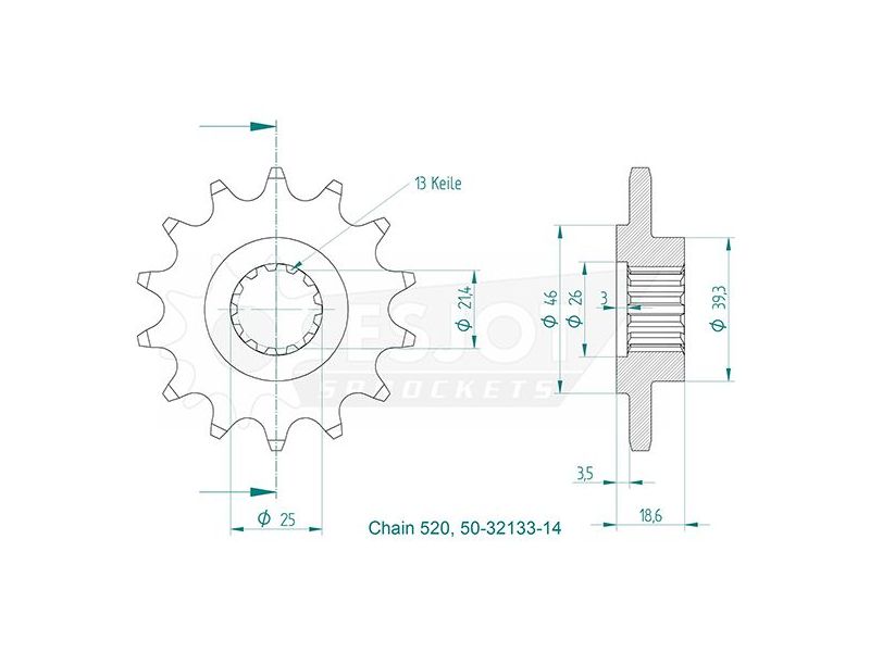 Pignon - 520 - 14 Dents - Made in Germany0