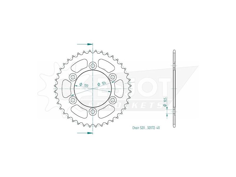 Couronne Acier Ducati - 520 - 40 Dents - Similaire JTR735 - Made in Germany0