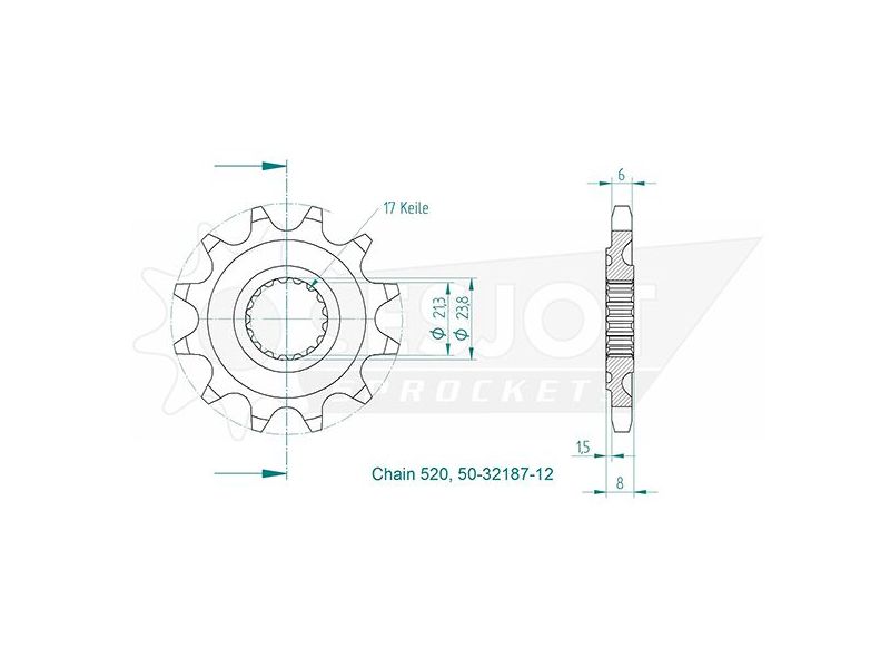 Pignon TT HONDA - CRF 250 R - 520 / 12 dents0