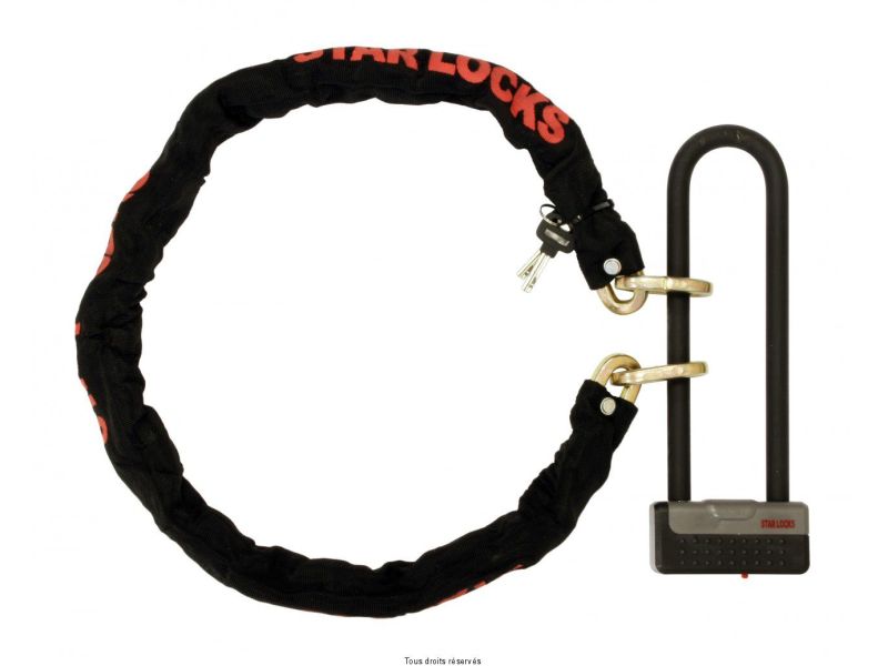 Antivol U + Chaîne Taille Antivol U : 100 x 290mm Longueur Chaine : 120cm0