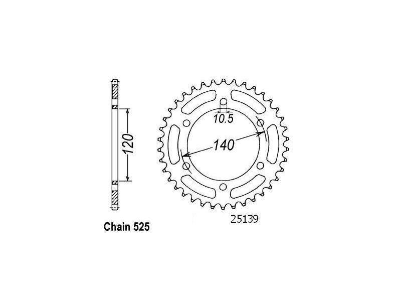 Couronne Acier Kawasaki - 525 - 38 Dents - Similaire JTR498 - Made in Germany0