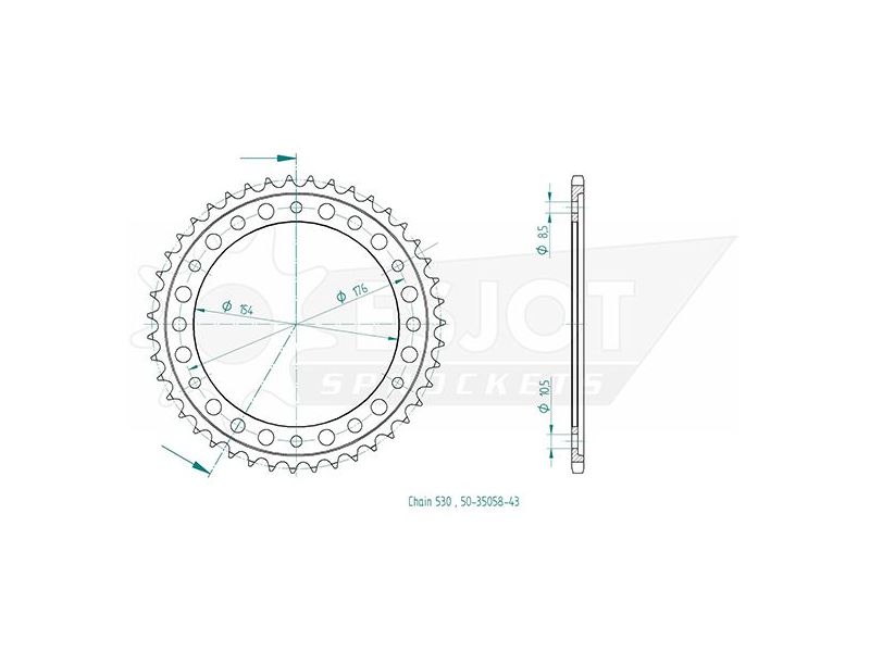 Couronne Acier - 530 - 43 Dents - Made in Germany0