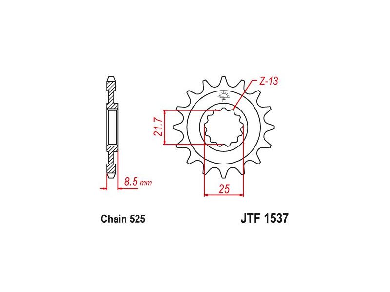 Pignon Kawasaki - 525 - 14 Dents - Similaire JTF15370