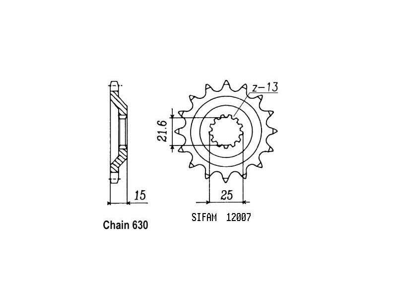 Pignon Kawasaki - 630 - 15 Dents - Similaire JTF514 - Made in Germany0