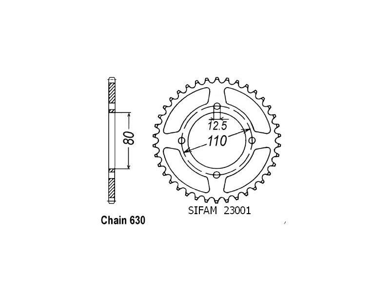Couronne Acier Honda - 630 - 38 Dents - Similaire JTR333 - Made in Germany0