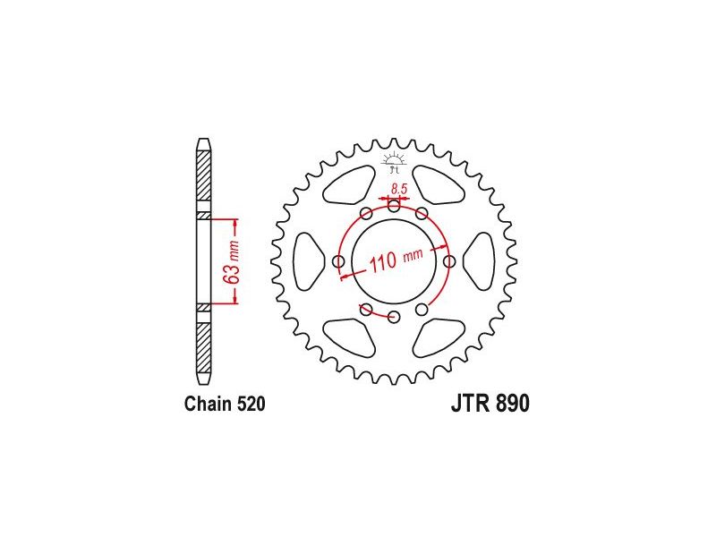 Couronne Acier KTM - 520 - 45 Dents - Similaire JTR890 - Made in Germany0