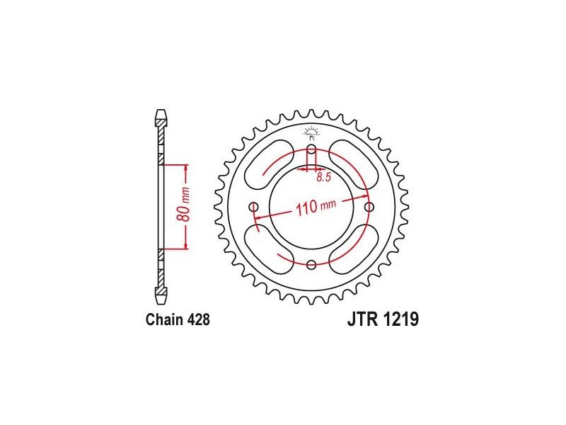 Couronne Acier Honda - 428 - 42 Dents - Similaire JTR1219 - Made in Germany0