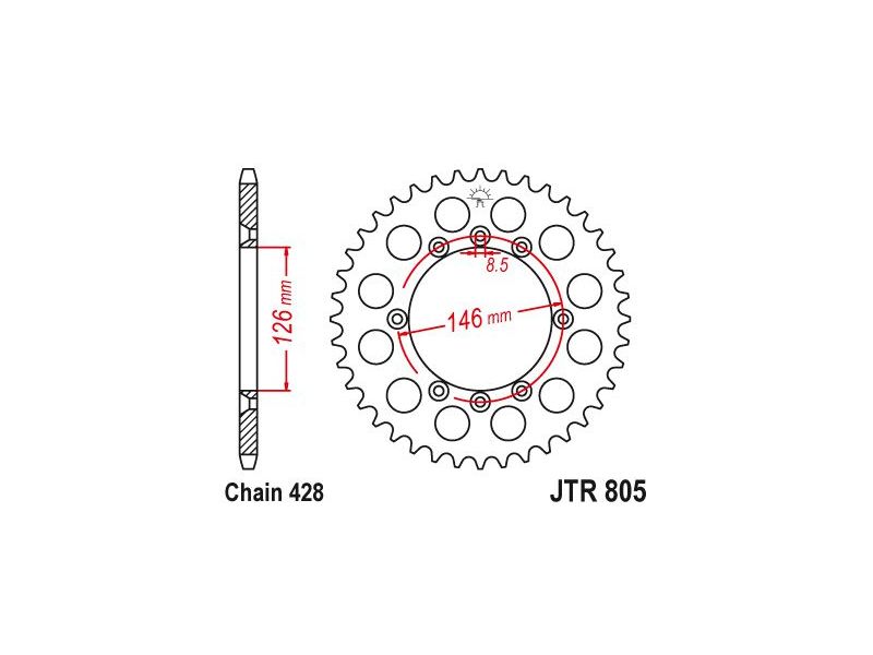 Couronne Ts 125 X 1984-1988 21517CZ50 idem - 428 - 50 Dents - Similaire JTR8050