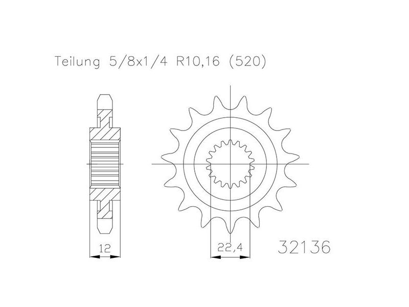 Pignon - 520 - 12 Dents - Made in Germany0